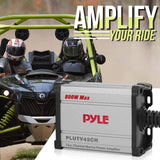 Pyle 800W Marine Speakers with Amplifier - 4" Waterproof Full Range Water Res...