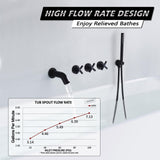 SUMERAIN Wall Mount Bathtub Faucet with Hand Shower,3 Handle Tub Shower Fauce...