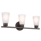 Kichler Stamos 3-Light Bathroom Vanity Light with Satin Etched Glass Shades, ...