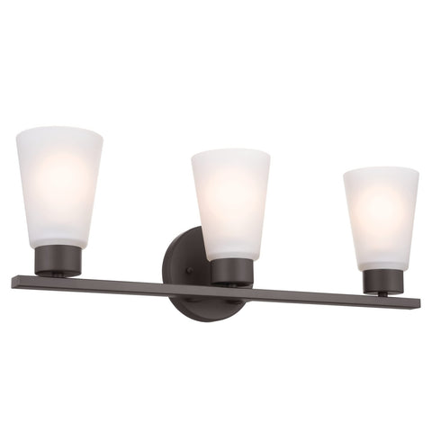 Kichler Stamos 3-Light Bathroom Vanity Light with Satin Etched Glass Shades, ...