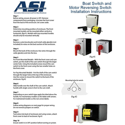 ASI Boat Lift Switch, Single Phase, Momentary (Spring Return) - for 1HP to 2H...