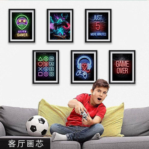 LPDCJF Gaming Posters for Boys Room Decor, Video Game Room, Teen Bedroom, 8-P...