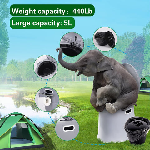 Portable Toilet, Adult and Child Toilet, 5.3 Gallon Mobile Toilet Bucket, Cam...