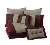 Chezmoi Collection Loft 8-Piece Luxury Striped Comforter Set (Full, Burgundy/...