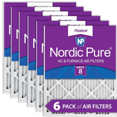 Nordic Pure 10x10x1 (9 1/2 x 9 1/2 x 3/4) Pleated MERV 8 Air Filters 6 Pack