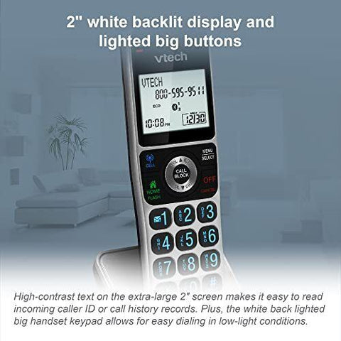 VTech VS306-3 DECT 6.0 3 Handsets Cordless Home Phone 3 Handset, Silver/Black