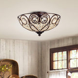 Warehouse of Tiffany CM069RB/3 Ceslee 3-Light Rustic Bronze Flushmount Ceilin...