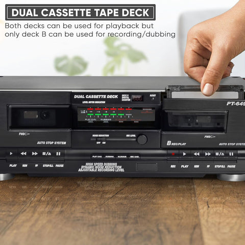 PyleUsa Dual Cassette Deck | Music Recording Device with RCA Cables | Removab...