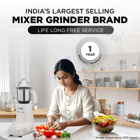 Preethi Eco Plus Mixer Grinder, White, 3 Jar