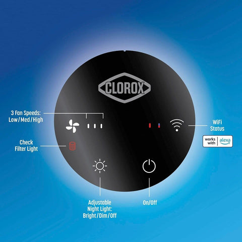 Clorox Smart Air Purifiers for Home, True HEPA Filter, Works with Alexa, Smal...