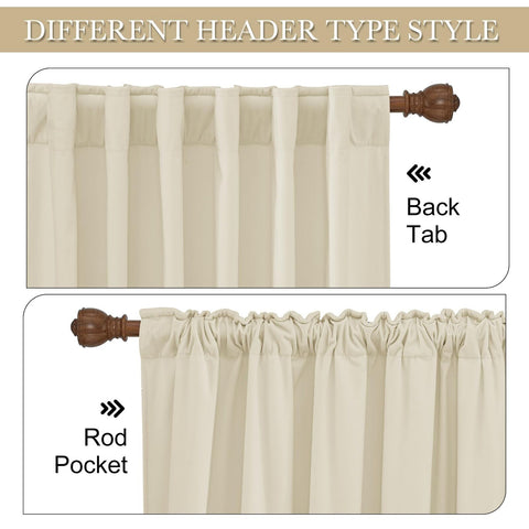 RYB Home Light Beige Velvet Curtains 96 inches Long - Super Soft Bedroom Wind...