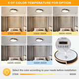 Dimmable Wood LED Flush Mount Ceiling Lights, 5CCT 2700K-6000K Black Hallway ...