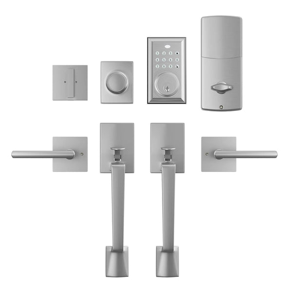 KIAYACI Double Door Handle Sets Silver Door Handle entry door Locksets with R...