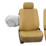 FH Group Three Row Car Seat Covers Deluxe Leatherette with 8 Headrests, Beige