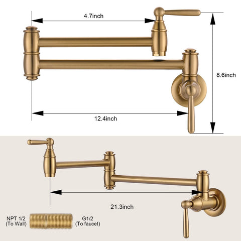 Gold Pot Filler, ARCORA Pot Filler Faucet Wall Mount Kitchen Folding Faucet 2...