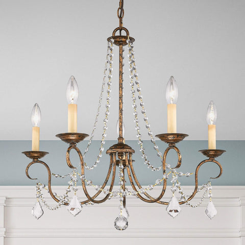 Livex Lighting 6515-71 Pennington 5 Light Chandelier, Hand Applied Venetian G...