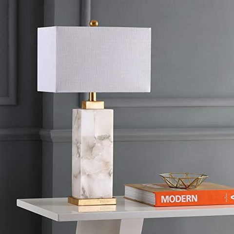 JONATHAN Y JYL6201A Elizabeth 27.5" Alabaster LED 27.5 in, White/Gold Leaf