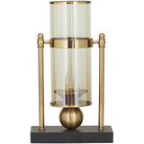 CosmoLiving by Cosmopolitan Metal Pillar Candle Holder with Metal Stand, 8" x...