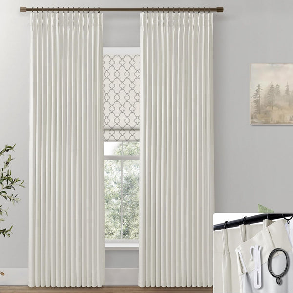 Pinch Pleated Curtains Blackout Curtains 96 Inches Long 2 Panels Set,Black Ou...