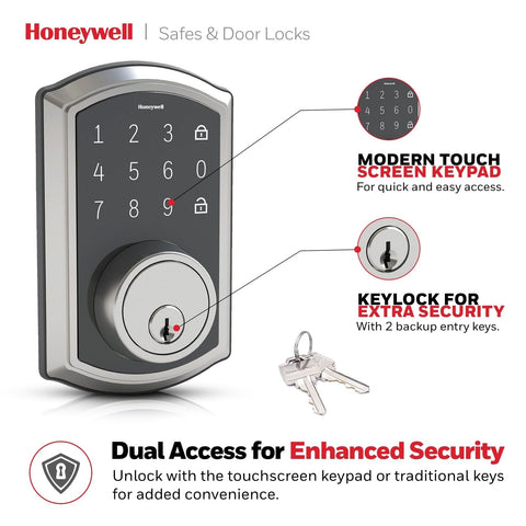 Honeywell Safes & Door Locks - Keyless Entry Door Lock with Touch Screen Keyp...