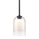 YUBOLE Modern Pendant Lights Double Glass Pendant Light Black Rod Hanging Lig...