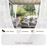 HolidayIdeas 6 Panels Outdoor Curtains for Patio-Linen Semi White Sheer Curta...