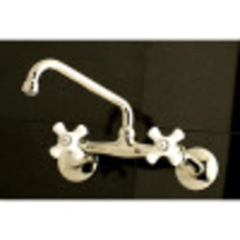 Kingston Brass KS613SB 2-Handle Wall Mount Kitchen Faucet, Brushed Brass, 6.9...