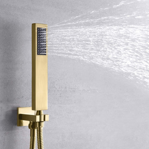 sumerain Rain Shower System Brushed Brass Dual Functions Shower Faucet Comple...