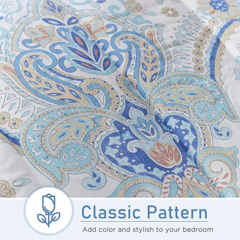 ATsense Paisley Comforter Set King, All Season 3-Piece 100% Cotton Fabric, So...
