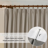 MAIHER Luxury Velvet Pleated Curtains 90 Inches Long 1 Panel, Camel Beige Pin...