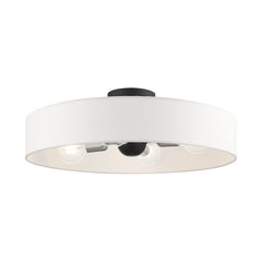 Livex Lighting 46928-04 4 Light Black Semi Flush Mount, Black w/Brushed Nicke...