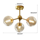 KCO Lighting Glass Globe Sputnik Chandelier 3-Light Brass Gold Close to Ceili...