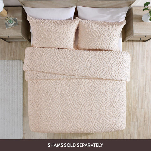 Beatrice Home Fashions Wedding Ring Chenille Bedspread, Full, Blush Bedding