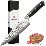 KEEMAKE Damascus Chef Knife 8 Inch, Gyutou Knife with Hammered Damascus Steel...