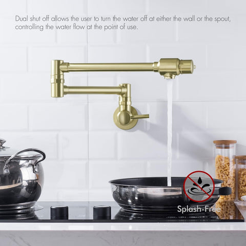 BAGNOLUX Brushed Gold Pot Filler Faucet, Traditional Double Handle Coffee Mac...