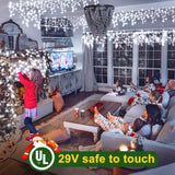 KNONEW 99FT 1216 LED Christmas Lights Outdoor Decorations 8 Modes White Curta...