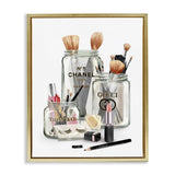 Stupell Industries Fashion Brand Makeup In Mason Jars Glam Design, Floater Fr...