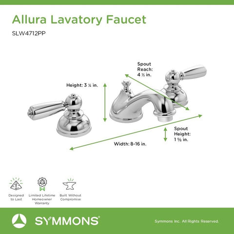 Allura 8 Widespread Two-Handle Low-Flow Bathroom Faucet with Push Pop Drain A...
