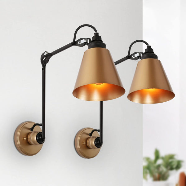 LALUZ Sconce Wall Lighting, Swing Arm Wall Sconce Set of 2, Mid Century Adjus...