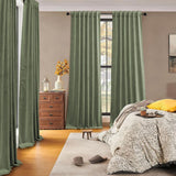 RYB HOME Sage Green Blackout Velvet Curtains 96 inches Long, Total Light Bloc...