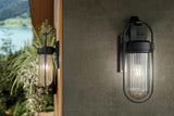 Kichler Brix 1-Light Textured Black Luxe Industrial Outdoor Wall Light with R...