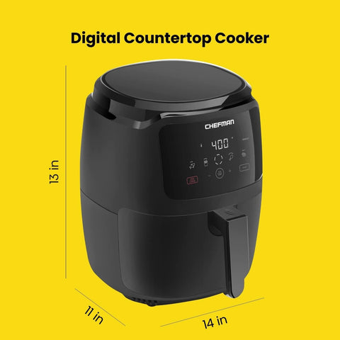 Chefman Digital Air Fryer, Large 5 Qt Family Size, One Touch Digital Control ...