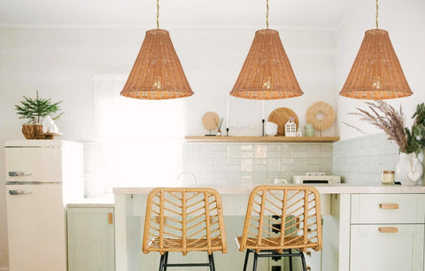 Creative Co-Op Rattan Taper Pendant Light, Natural 18" x 17"