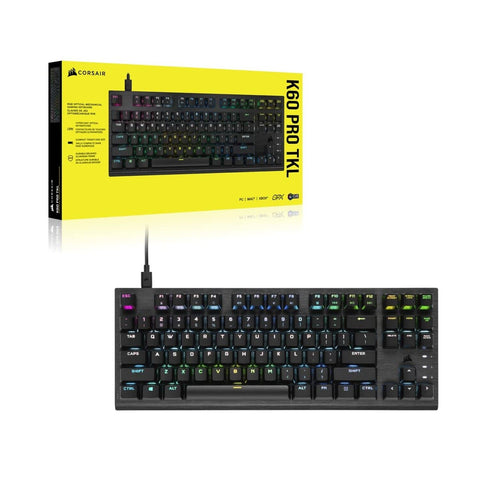 CORSAIR K60 RGB TKL RGB Tenkeyless Optical-Mechanical Wired Gaming Keyboard -...