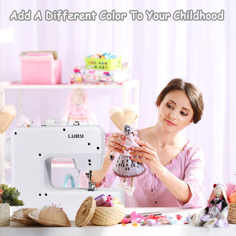 Luby Sewing Machine with 12 Built-in Stitches & Free Arm, Portable, Lightweig...