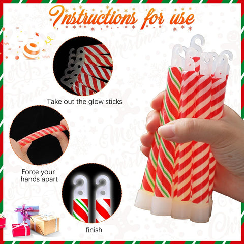 Wettarn Christmas Glow Sticks Bulk 6 Inch Light up Sticks Bright Candy Cane S...