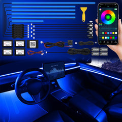 Acrylic Interior Car LED Strip Light with Wireless APP, RGB 18 in 1 with 175 ...