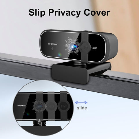 C28 1080P Webcam with Privacy Cover and Tripod Stand, PC Camera with Noise-Ca...