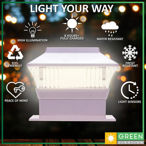 GreenLighting Standard Solar Post Cap Lights Fits 4x4 Wood, 4x4 & 5x5 PCV/Vin...