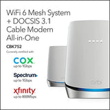 NETGEAR Orbi Whole Home WiFi 6 System with DOCSIS 3.1 Built-in Cable White